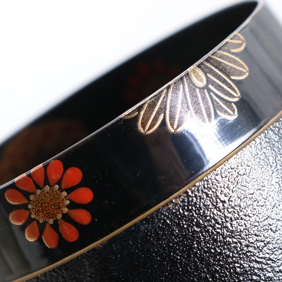古川治樹作 乾漆 菊蒔絵 大棗 花蒔絵 茶道具 共箱　V948