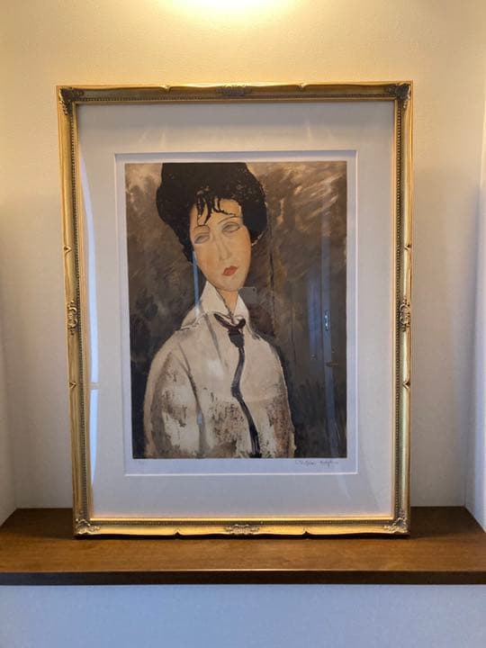 モジリアーニ　黒いネクタイの女　リトグラフ