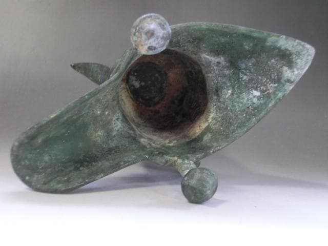 発掘品□爵杯【爵】古青銅製三つ足 周期 酒杯 立ち盃