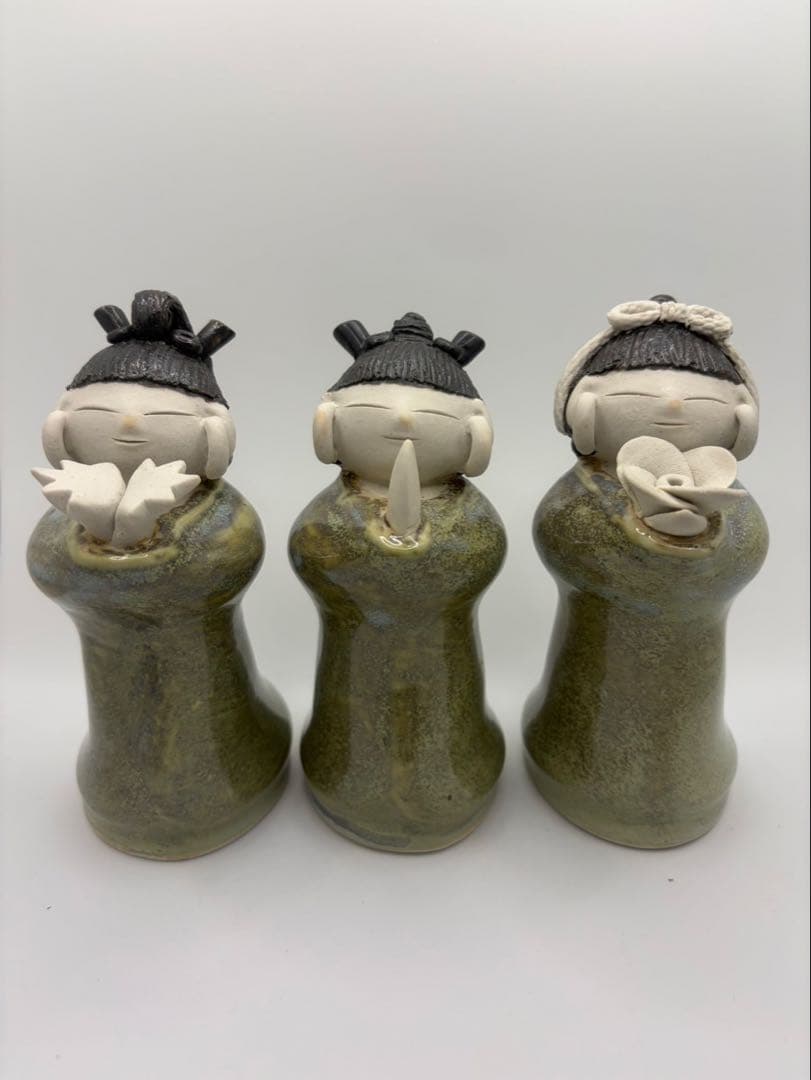 希少 青芳人形 砥部焼 念ずれば花ひらく