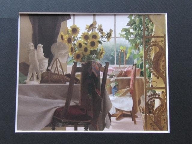 高梨芳実、【向日葵の咲く部屋】、希少な大判額装用画集より、美品