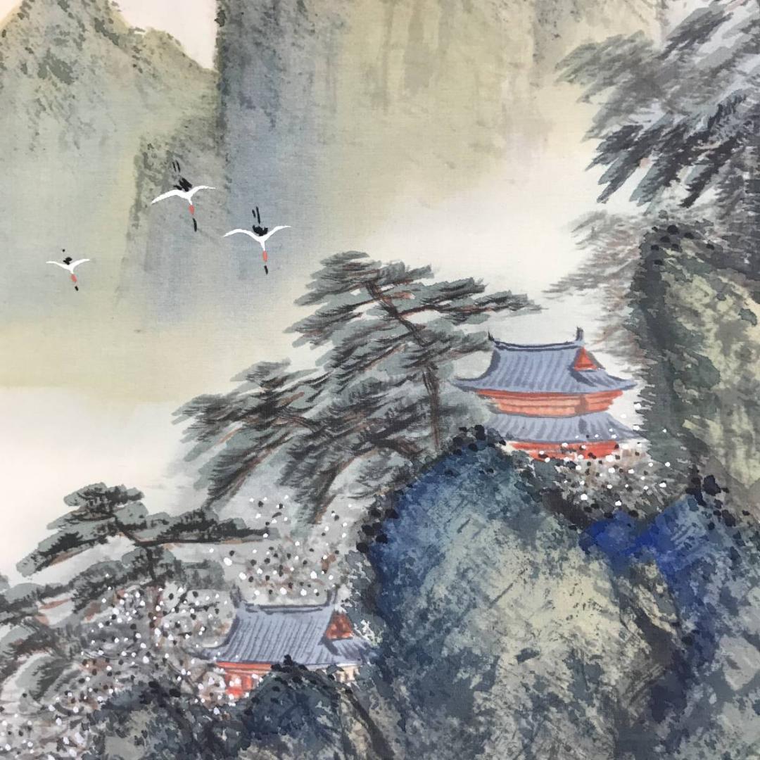 真作】西村観山/青緑蓬莱山図/山水図/祝事山水図/掛軸