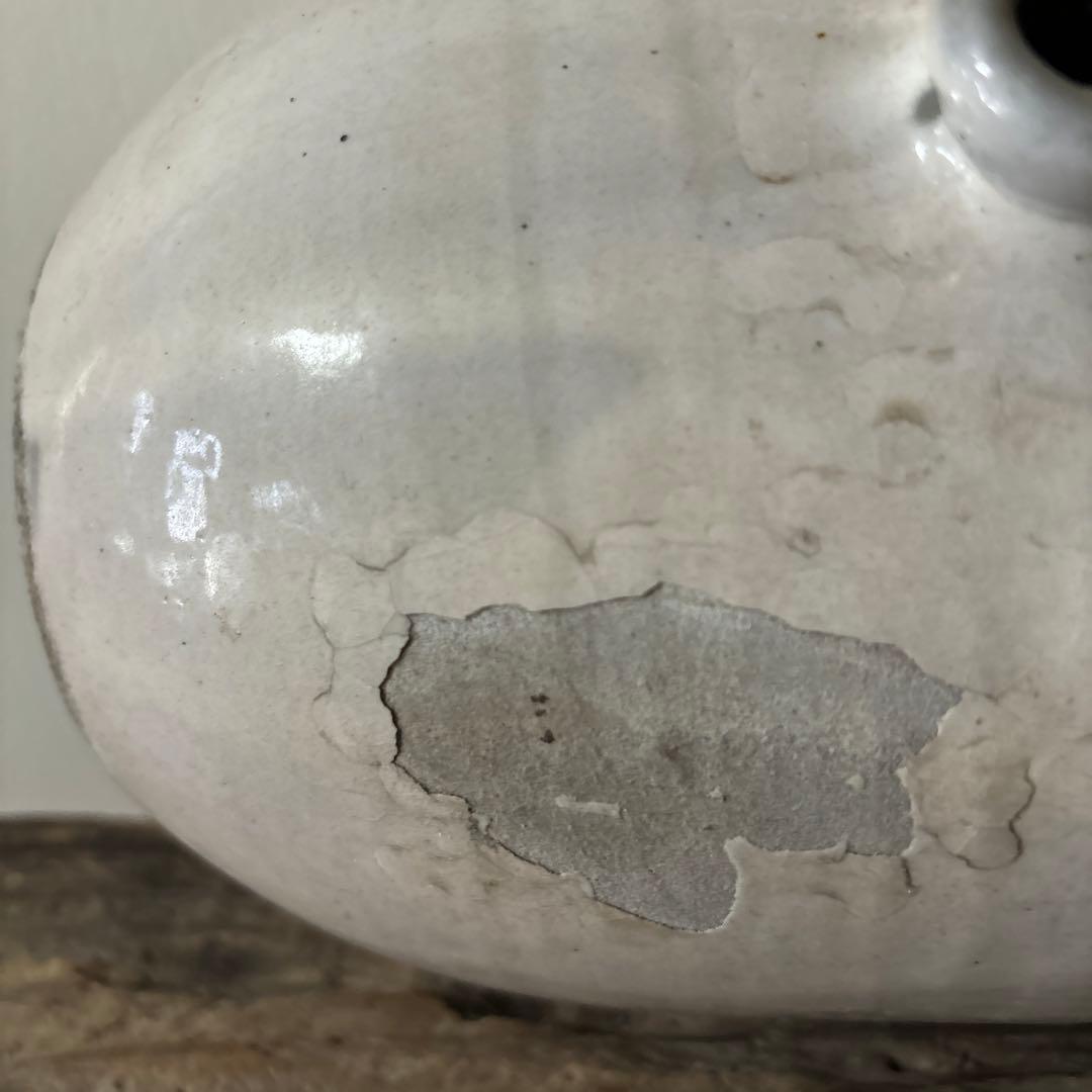 古民藝 平清水焼 灰白釉掛 古道具 アンティーク 花器 骨董 古陶磁 検:李朝