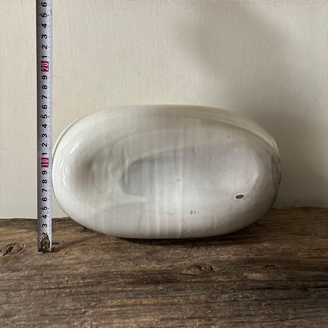 古民藝　平清水焼　灰白釉掛　古道具　アンティーク　花器　骨董　古陶磁　検:李朝