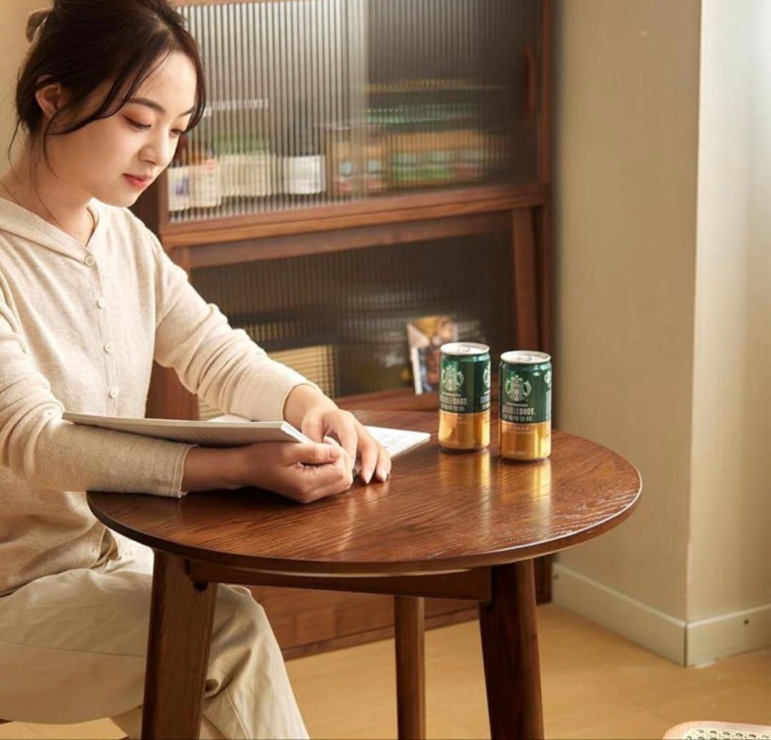 ブラウン 木製 ダイニングテーブル 直径60cm