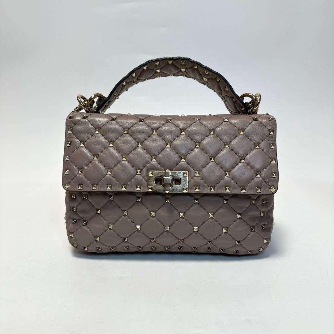 l32【極美品】ヴァレンティノロックスタッズスパイクチェーン2wayショルダー.