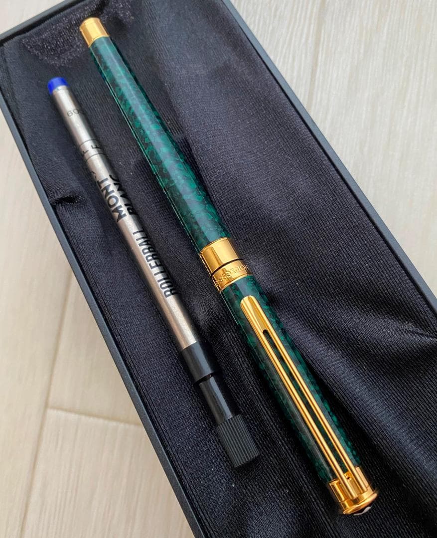 超美品 モンブラン マーブル グリーン×ゴールドノブレス ローラーボールケース付 70s モンブラン ノブレス ゴールド No1147 MONTBLANC noblesse