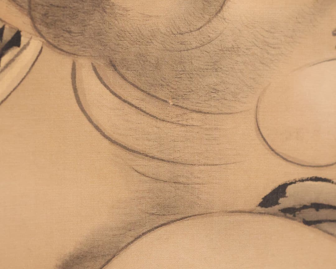 【模写】日本画 杉木月嘯 月見布袋図 絹本 掛軸 MB12