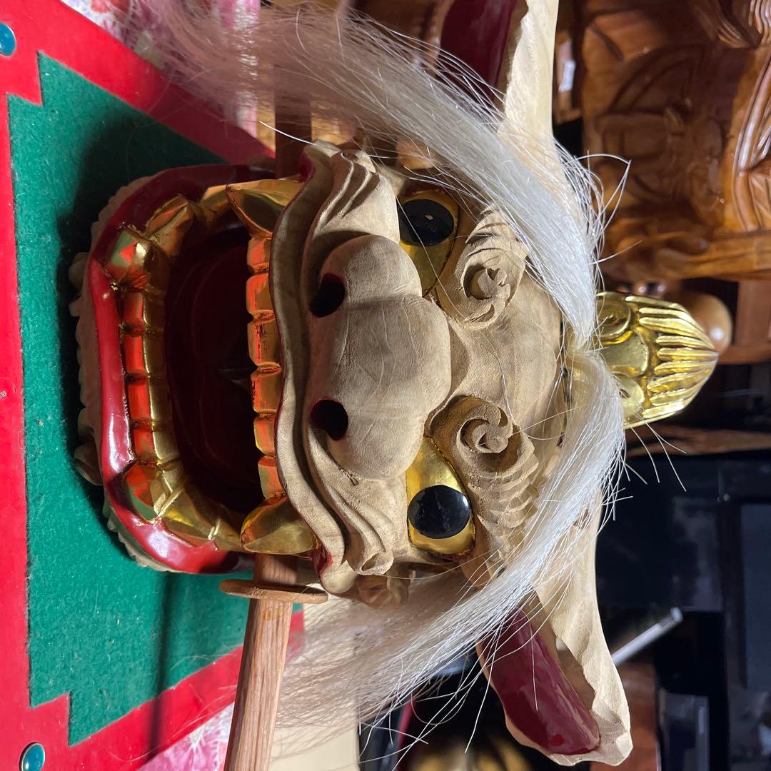 加賀獅子舞 木製置物 木製 加賀獅子舞 置物 2体セット