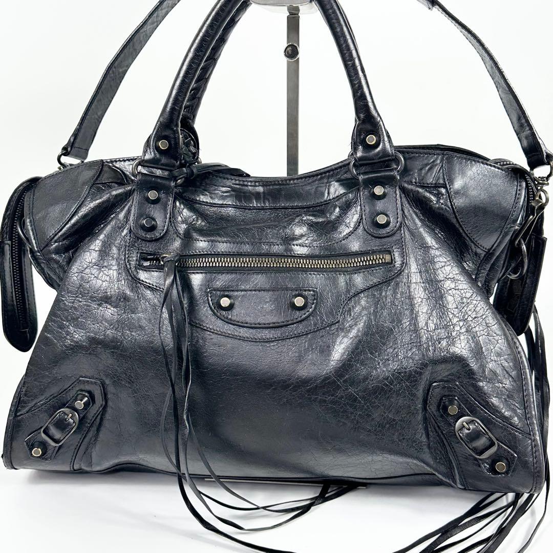 BALENCIAGA 115748 シティ 2way レザーバッグ 黒