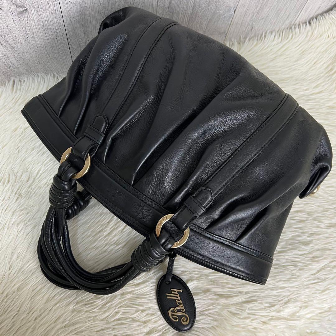 人気♡保存袋付♡BALLY バリー レザー ギャザー ロゴチャーム ハンドバッグ