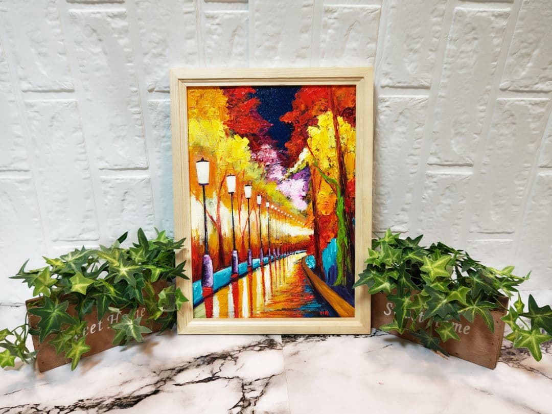 油絵 絵画 【夜の秋】