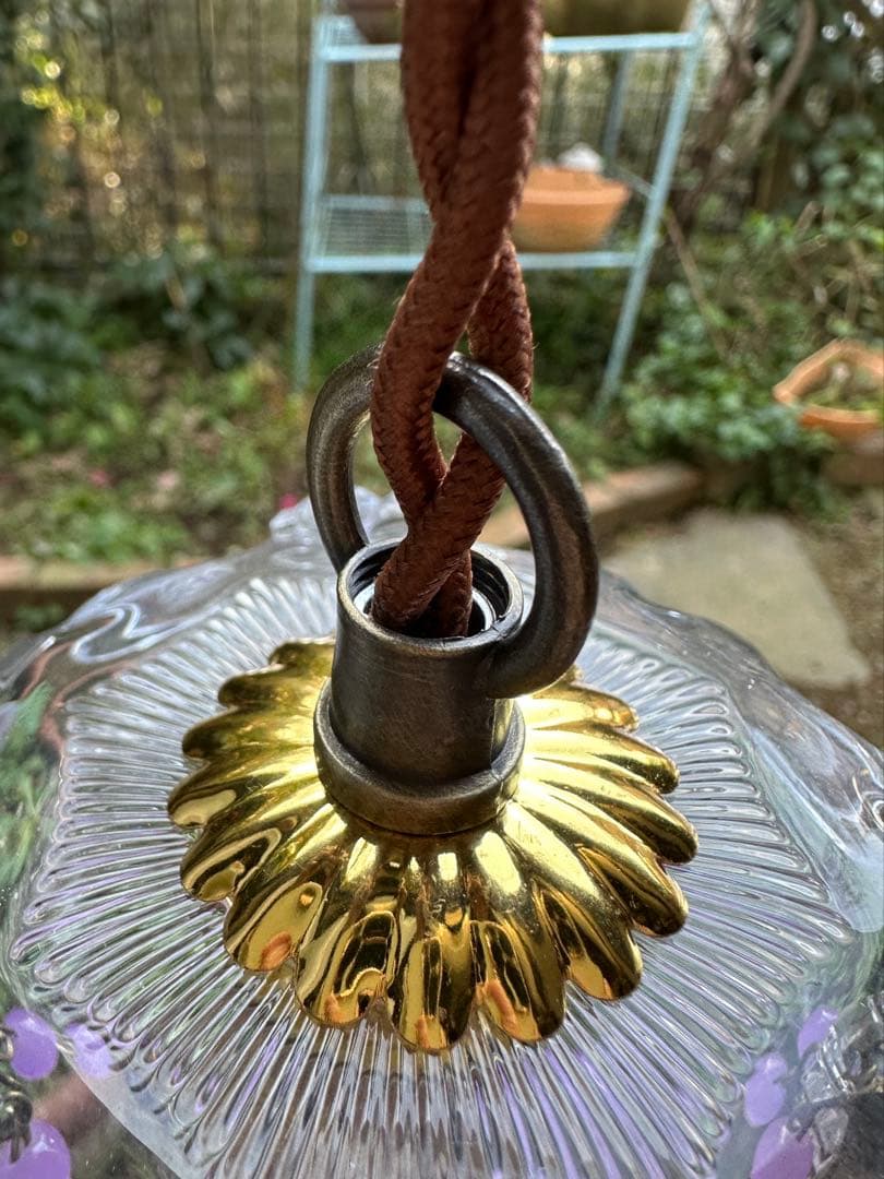 フランス アンティーク ラベンダームラーノガラスの可愛らしいミニシャンデリア＊