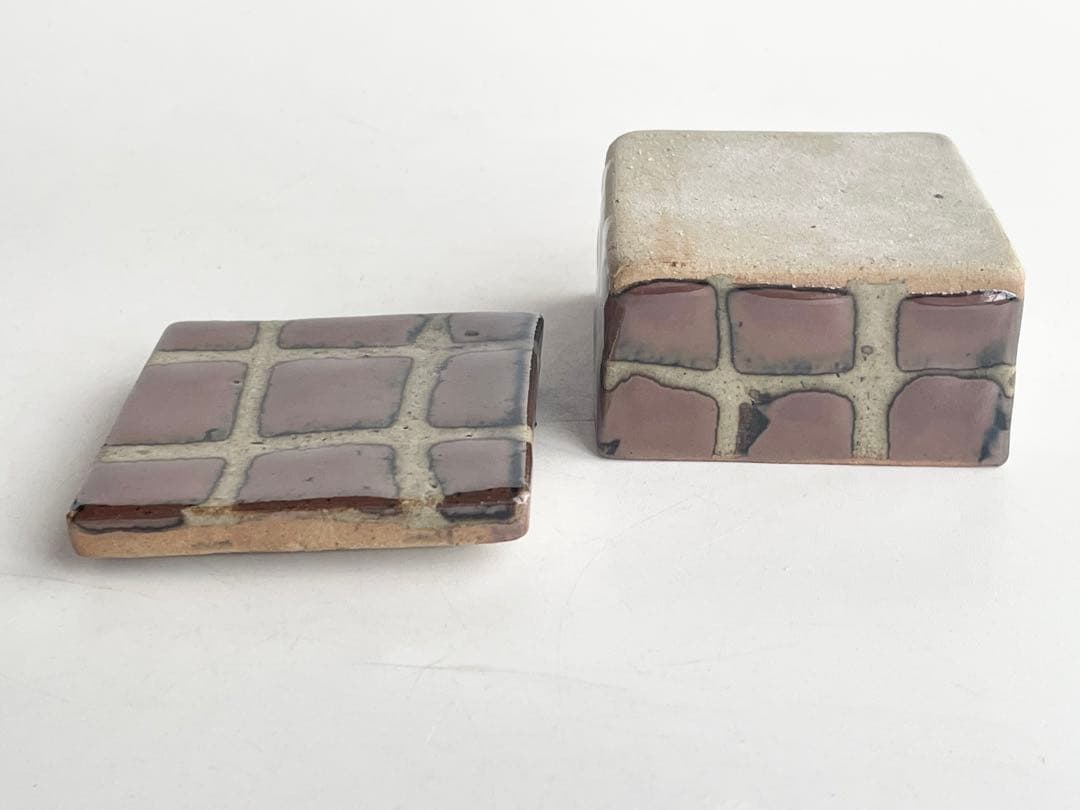 人間国宝陶芸家濱田庄司浜田庄司合子盒子柿釉共箱益子民藝