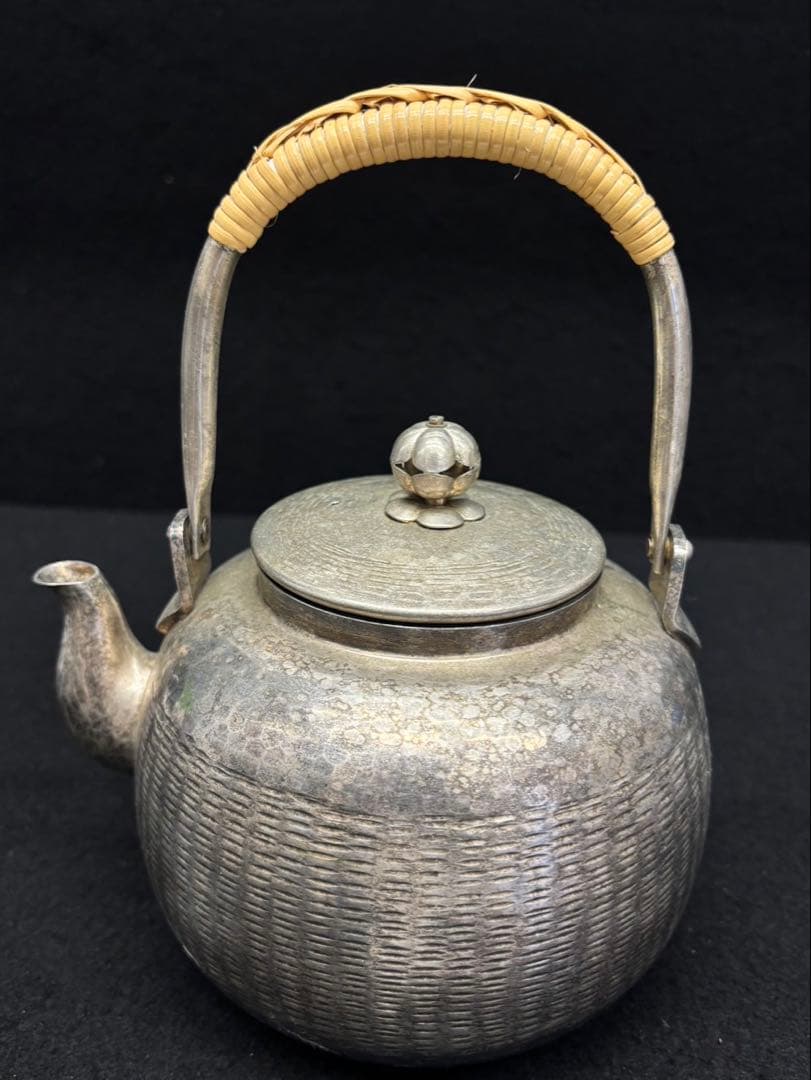 銀瓶/御湯沸】秀峰堂 湯沸 茶道具 希少品 丸型五合