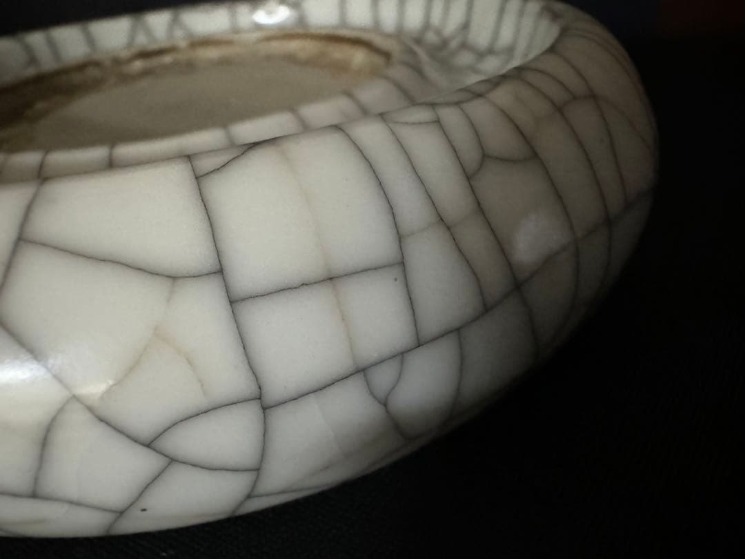 中国骨董　清　哥窯陶硯　暖硯　陶硯　書道具　唐物　中国古玩　希少美品(N-11)