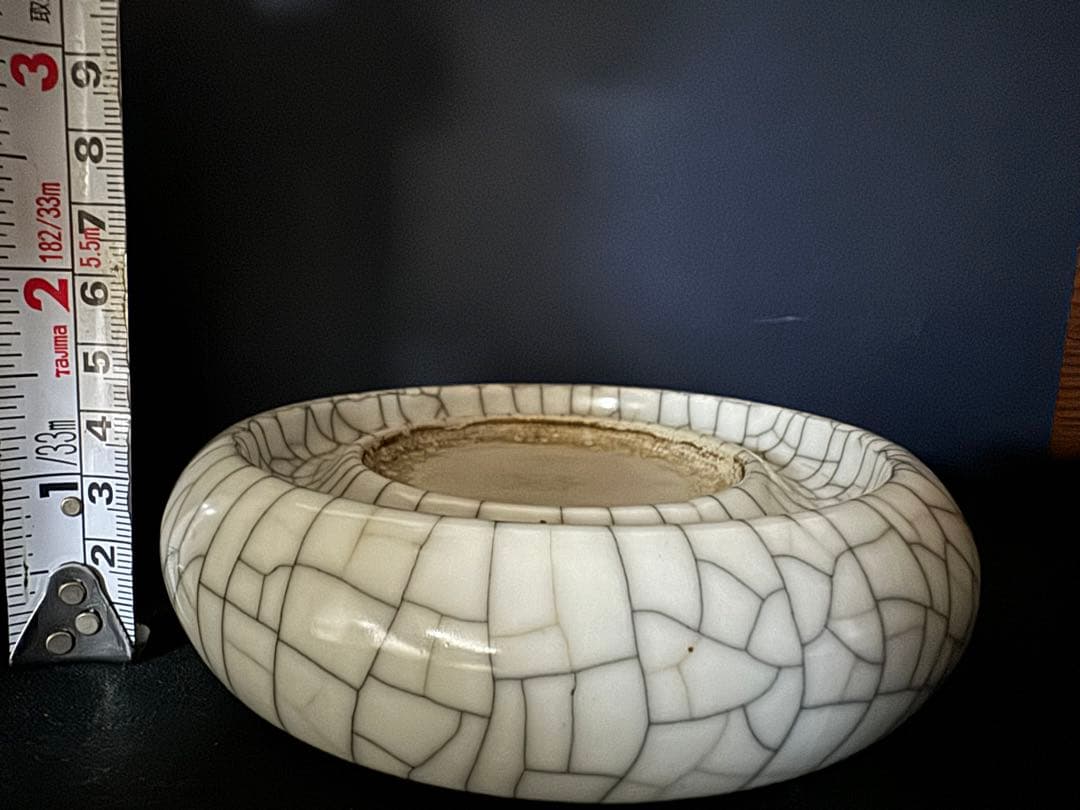 中国骨董　清　哥窯陶硯　暖硯　陶硯　書道具　唐物　中国古玩　希少美品(N-11)