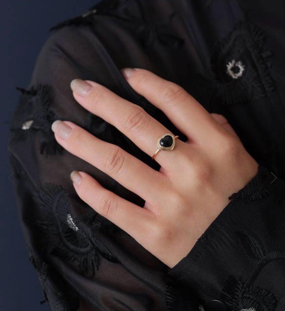 ¥51,700 ✳︎Lilas ハートカボションオニキスリング K10 13号