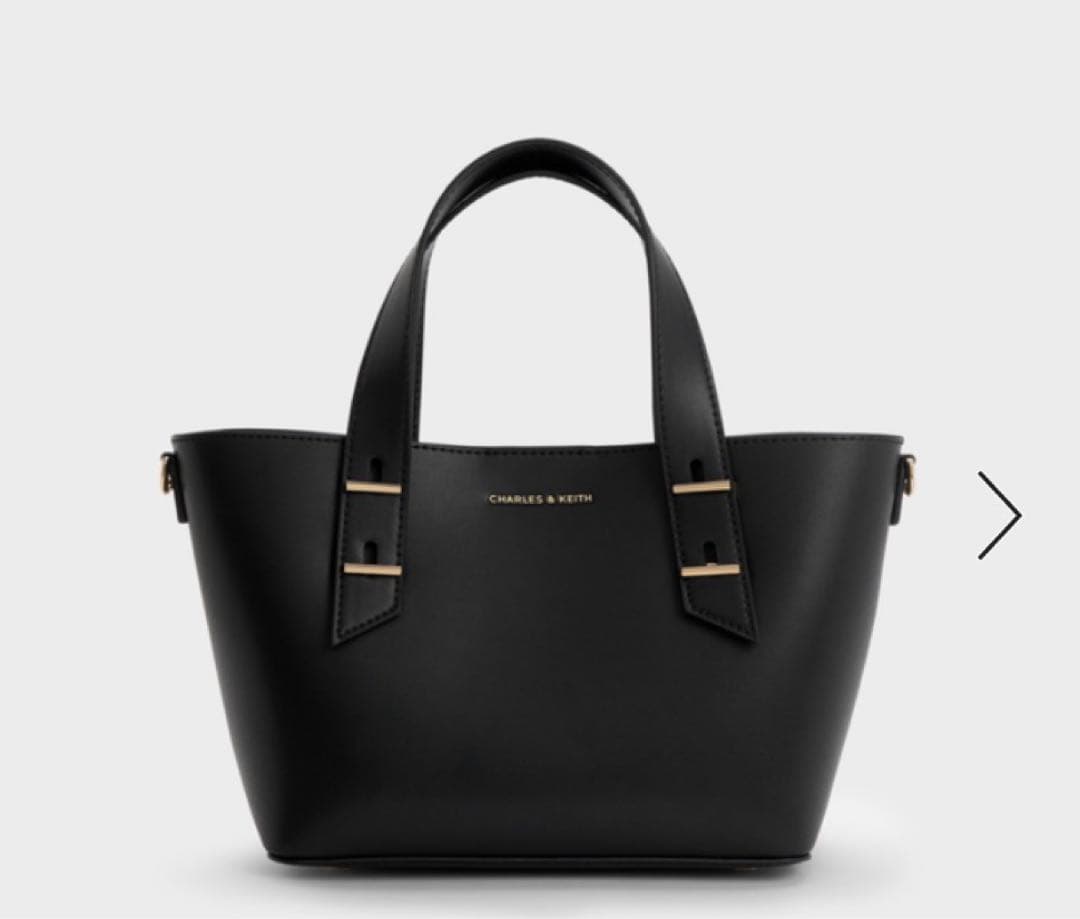 Charles & Keith ブラックハンドバッグ ダブルハンドル