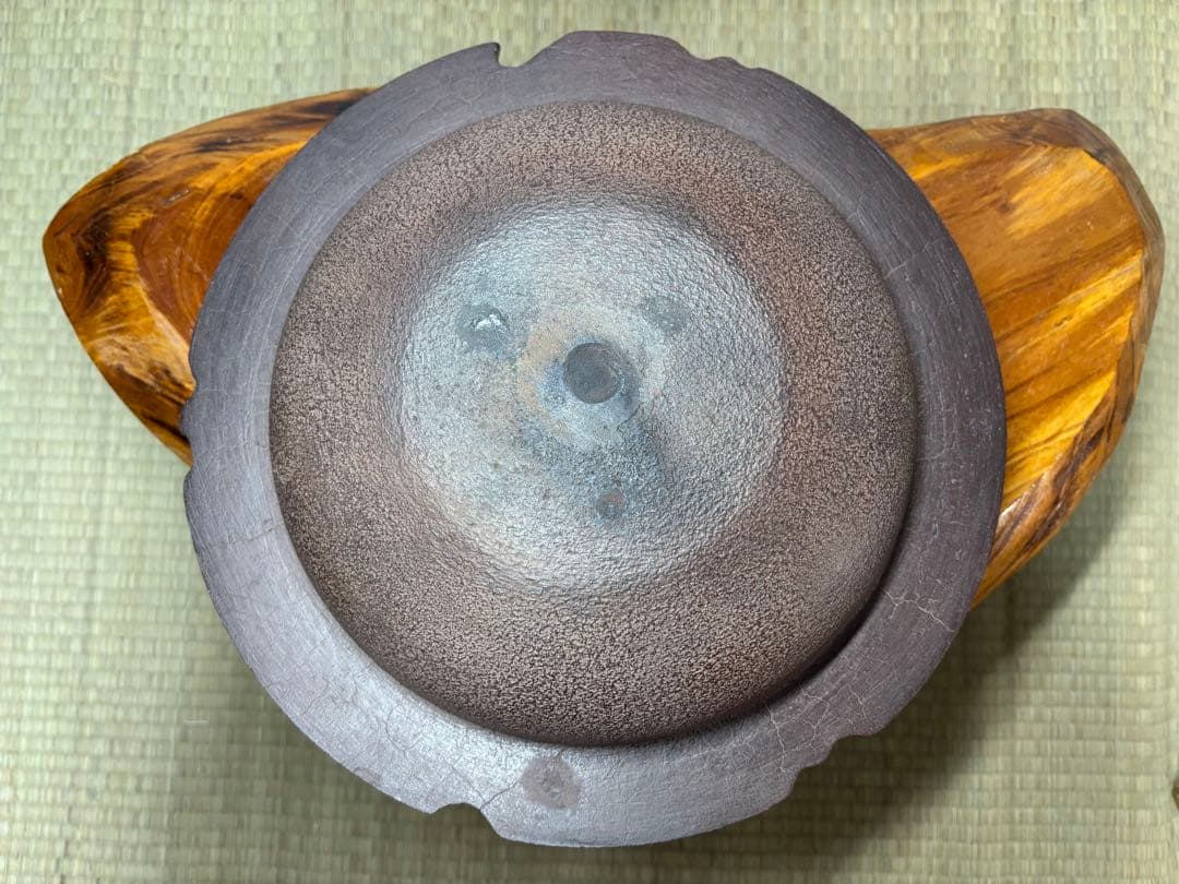 橋本辰敏 桐地紋 透木釜 透木 共箱 鉄釜 炉用