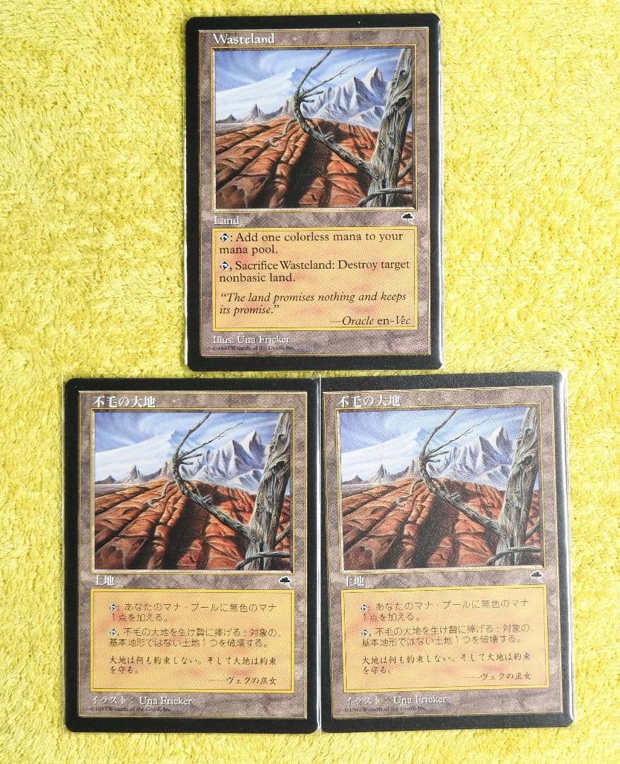 不毛の大地/英語版×1枚/日本語版×2枚計3枚セット マジック：ザ・ギャザリング MTG テンペスト 不毛の大地 英語版 MTG 不毛の大地 Wasteland [TMP