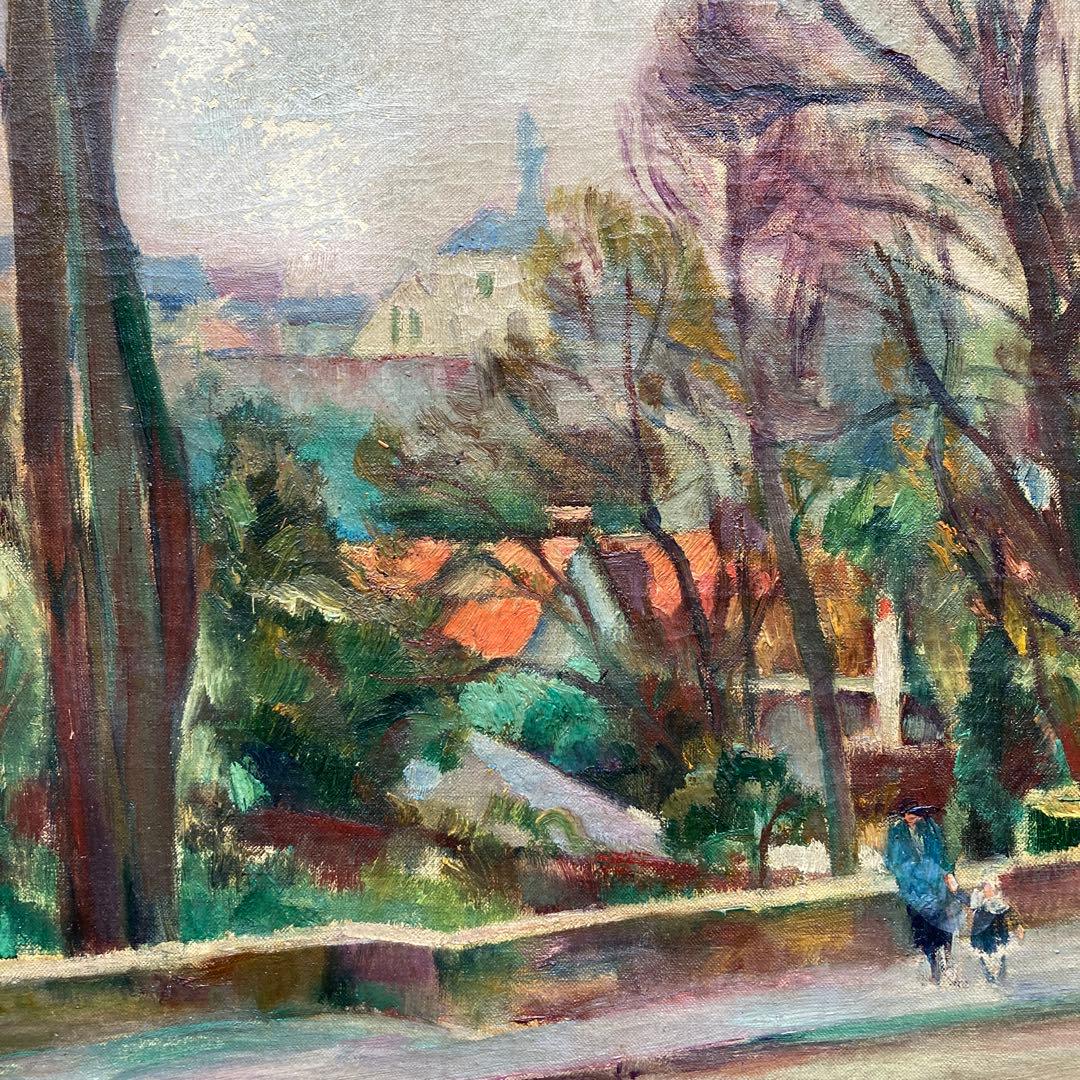 加藤静児　滞欧作風景　1921作　時代額58,5×65.5絵￼38×45cm