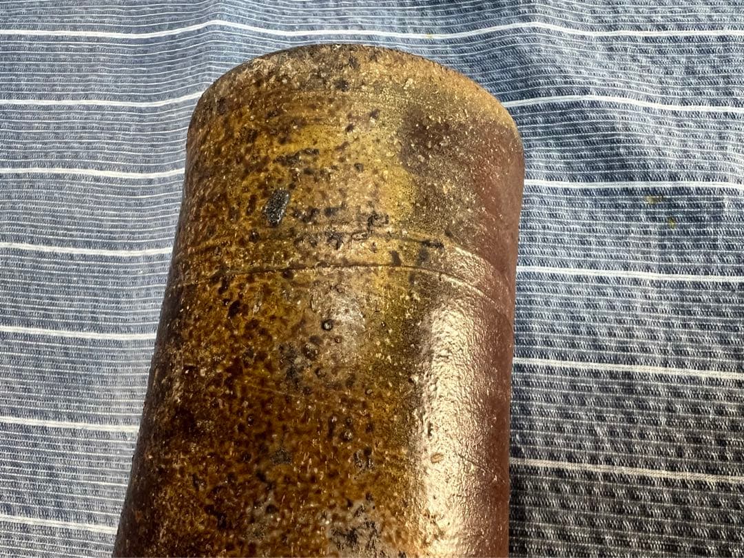 備前焼 窯変 ゴマ有り 花入れ 花瓶 陶印有り