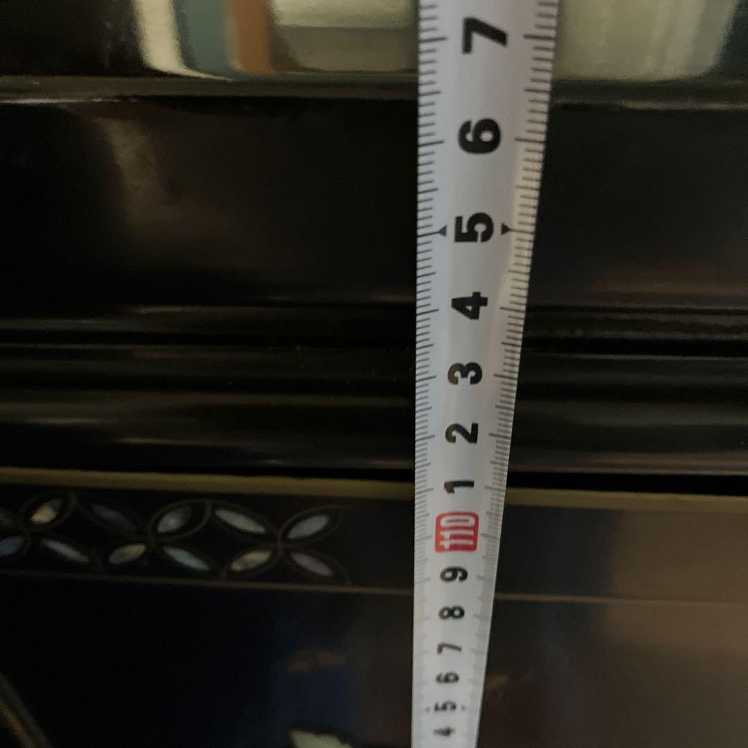 黒塗 螺鈿箪笥 玉石木製箪笥 花鳥装飾 4段 開戸1段