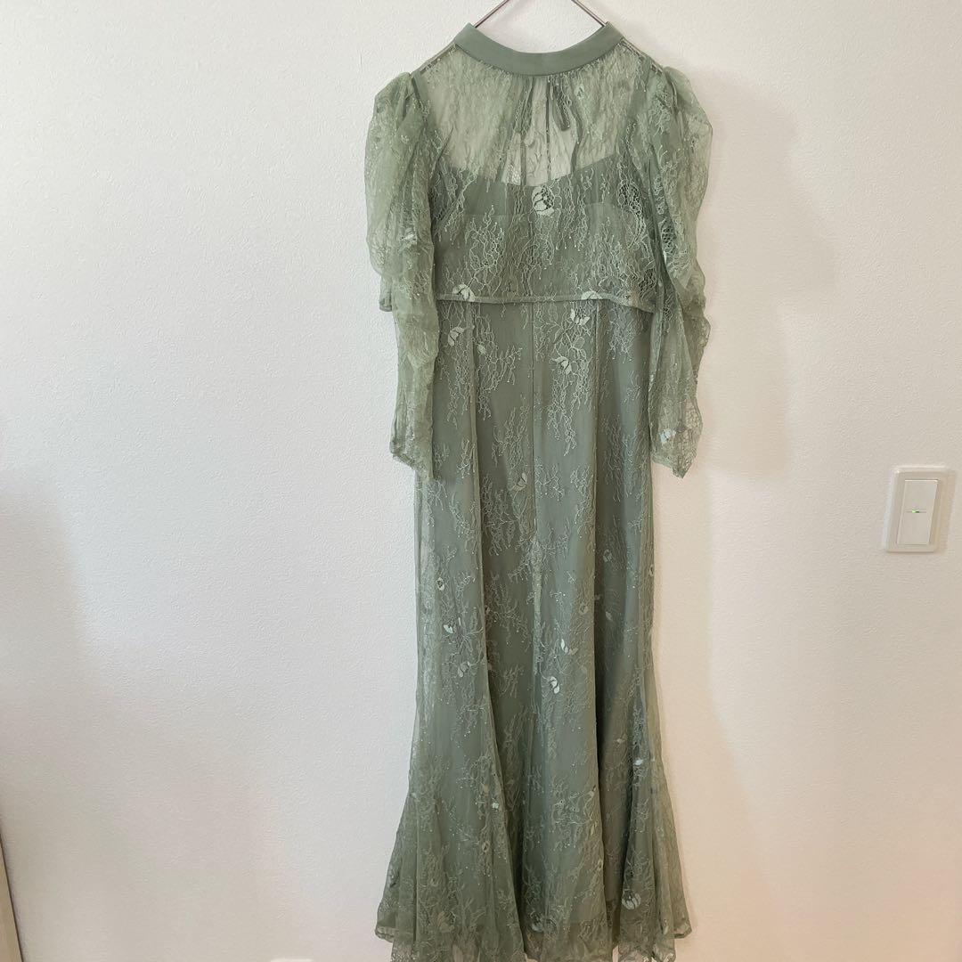Dorry Doll ボレロレイヤーレースドレス　グリーン　S　結婚式　お呼ばれ