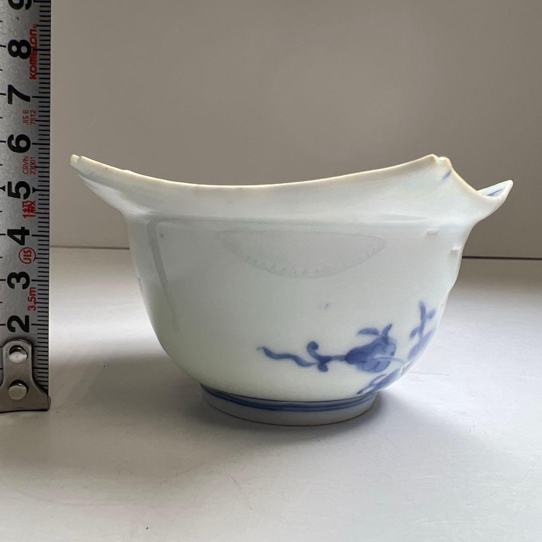 江戸中期 藍柿右衛門花唐草向付六客 木箱付 幅約10.5㎝東Y8-0123☆2F