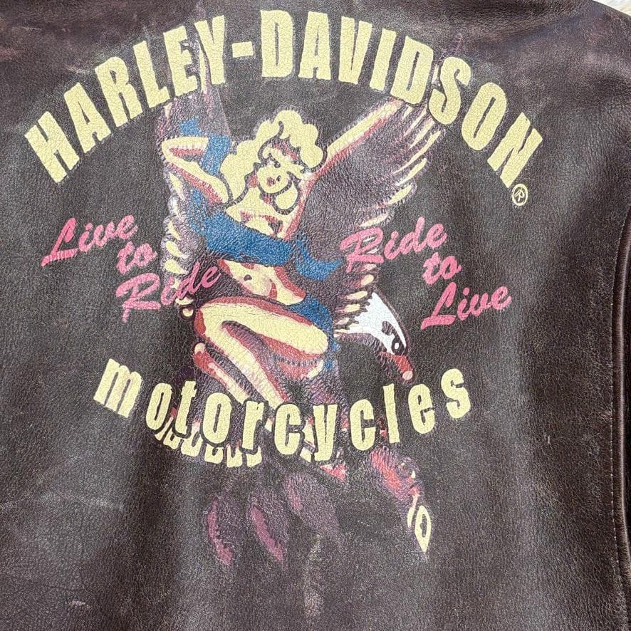 希少 ハーレーダビットソン 本革 レザージャケット ブラウン L