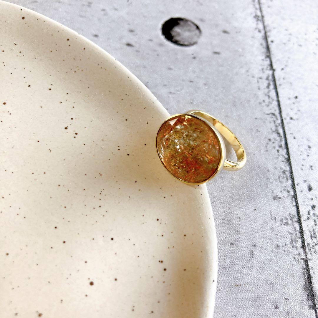 フェルドスパーサンストーンのメルベイユリング　天然石リング