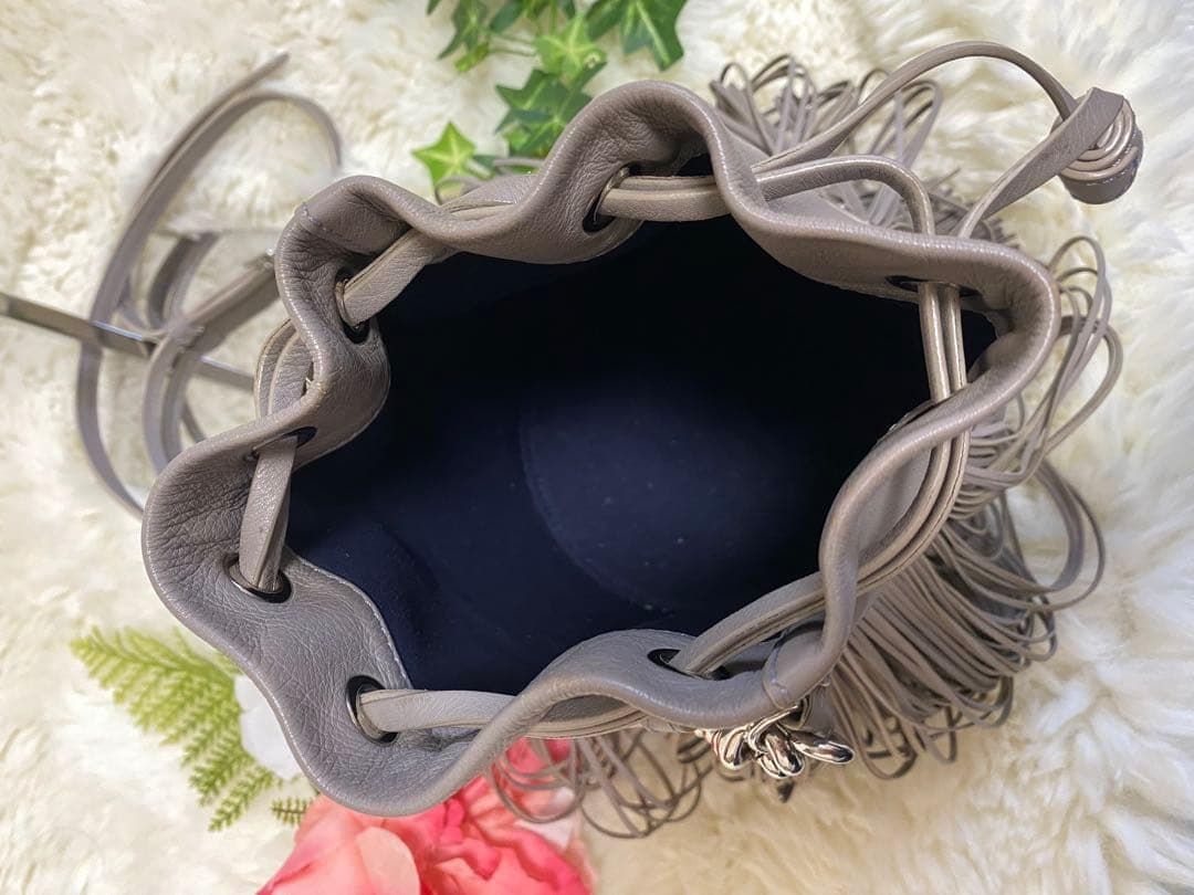 J&M DAVIDSON カーニバル フリンジレザーショルダーバッグ グレージュ