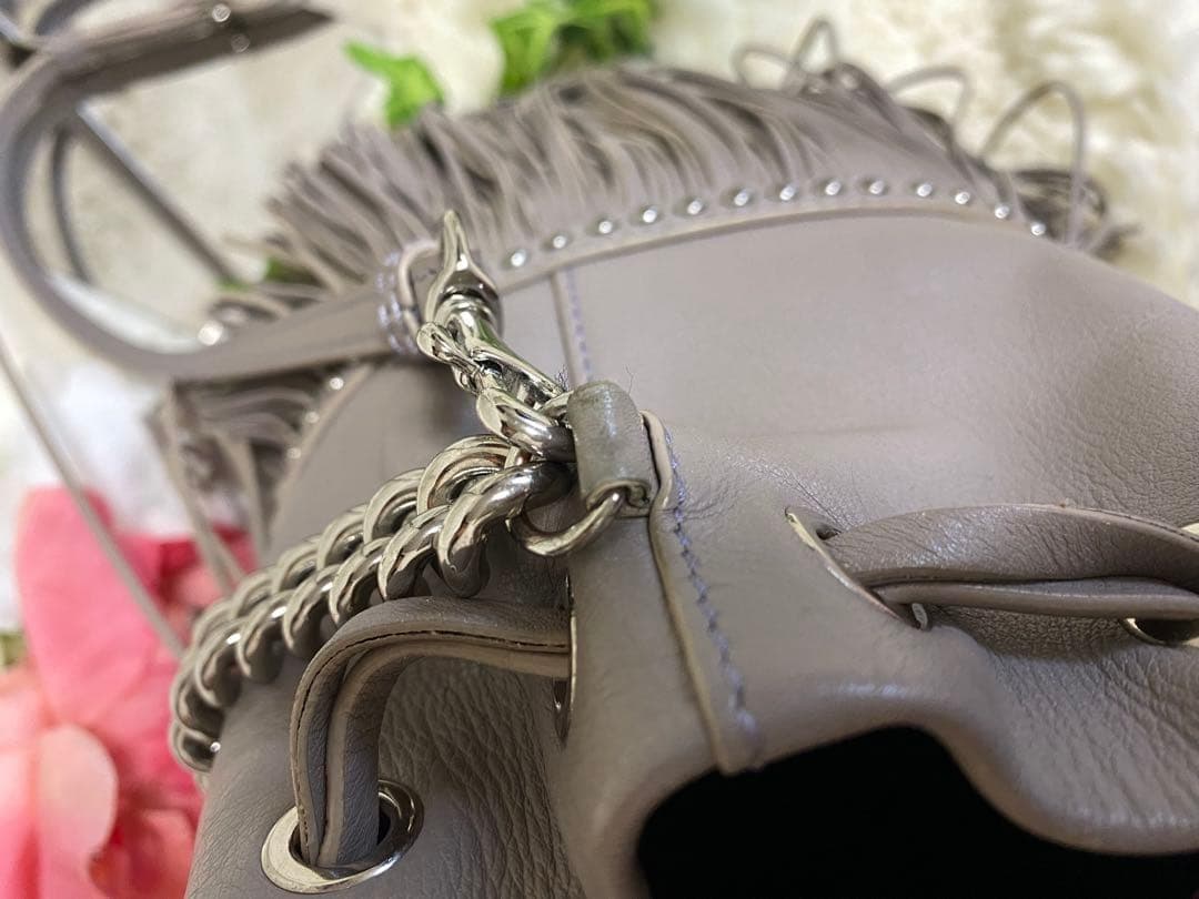 J&M DAVIDSON カーニバル フリンジレザーショルダーバッグ グレージュ