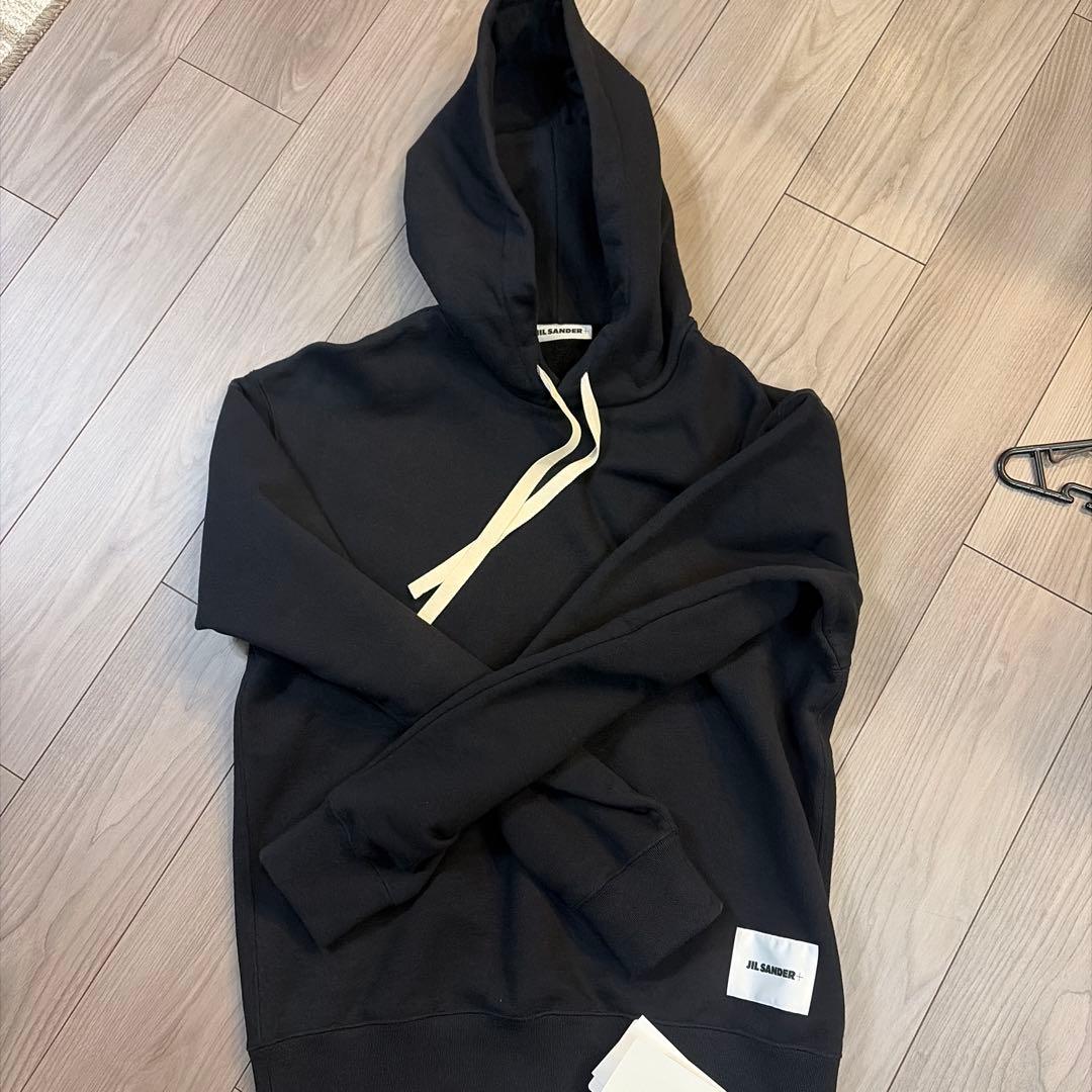 JIL SANDER プラス　ドローストリング ロゴパッチ パーカー Lサイズ