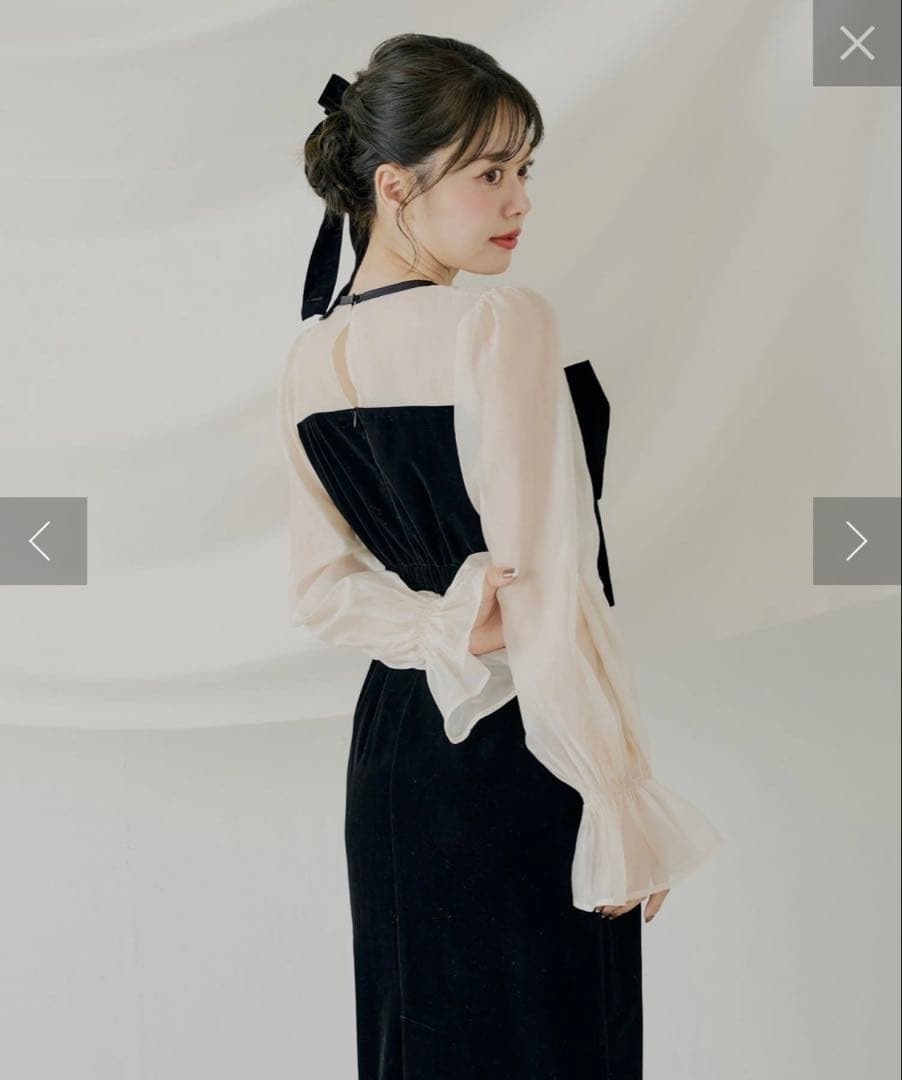 シアーリボンベロアワンピース/オケージョン 【SALON by Chico】チコ