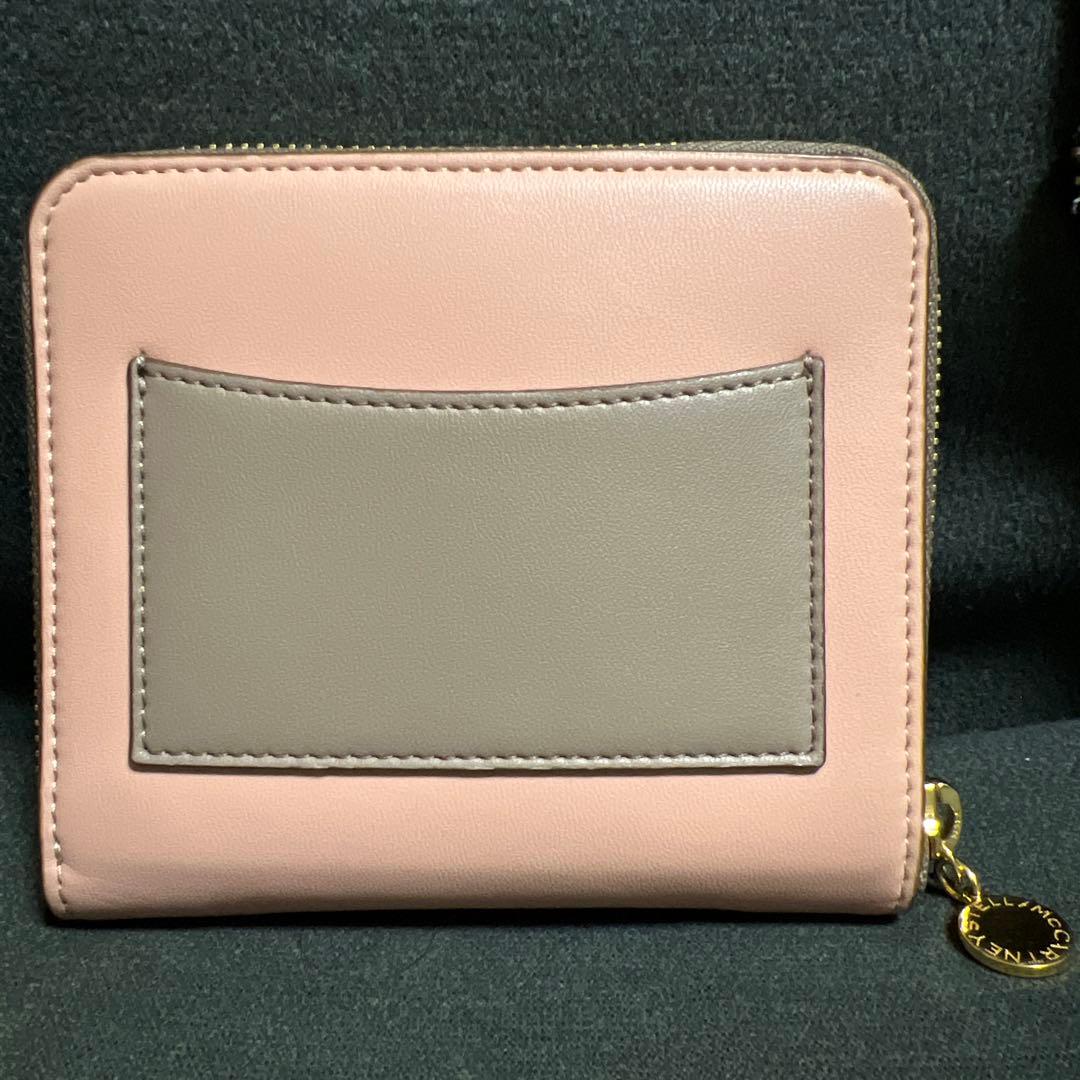 【美品】ステラマッカートニー★ラウンドファスナー二つ折り財布 ピンクベージュ