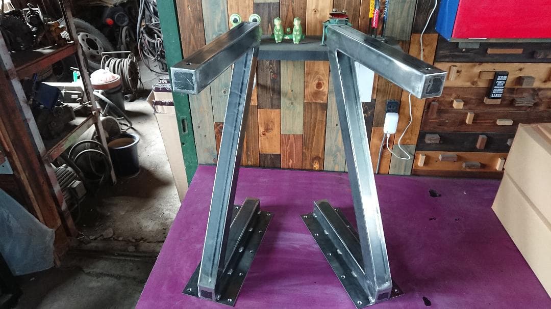 無塗装でアイアンな極太鉄脚♪ 50×400×650mm Z型