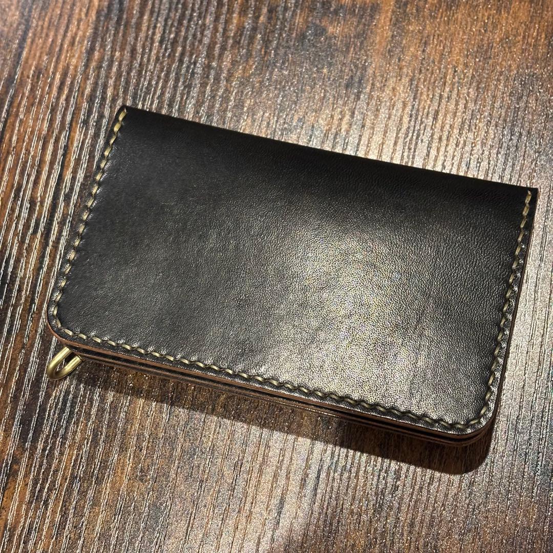栃木レザー　ミドル　トラッカーウォレット　茶芯ブラック　3層