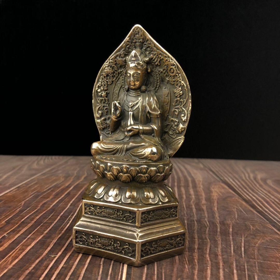 仏教美術 西方三聖坐像 地蔵 菩薩 観音 銅製 仏像 彫刻 置物 開運 風水