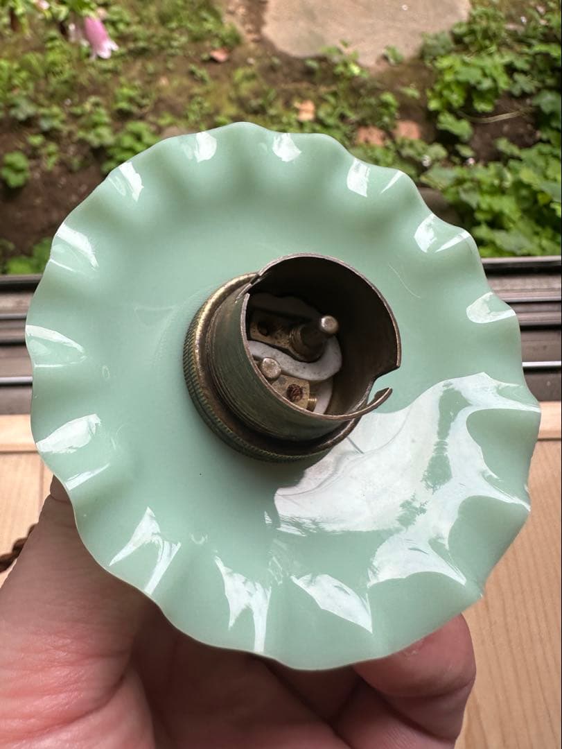 20年代 フランス アンティーク 希少なオパリン・グリーンの可愛い