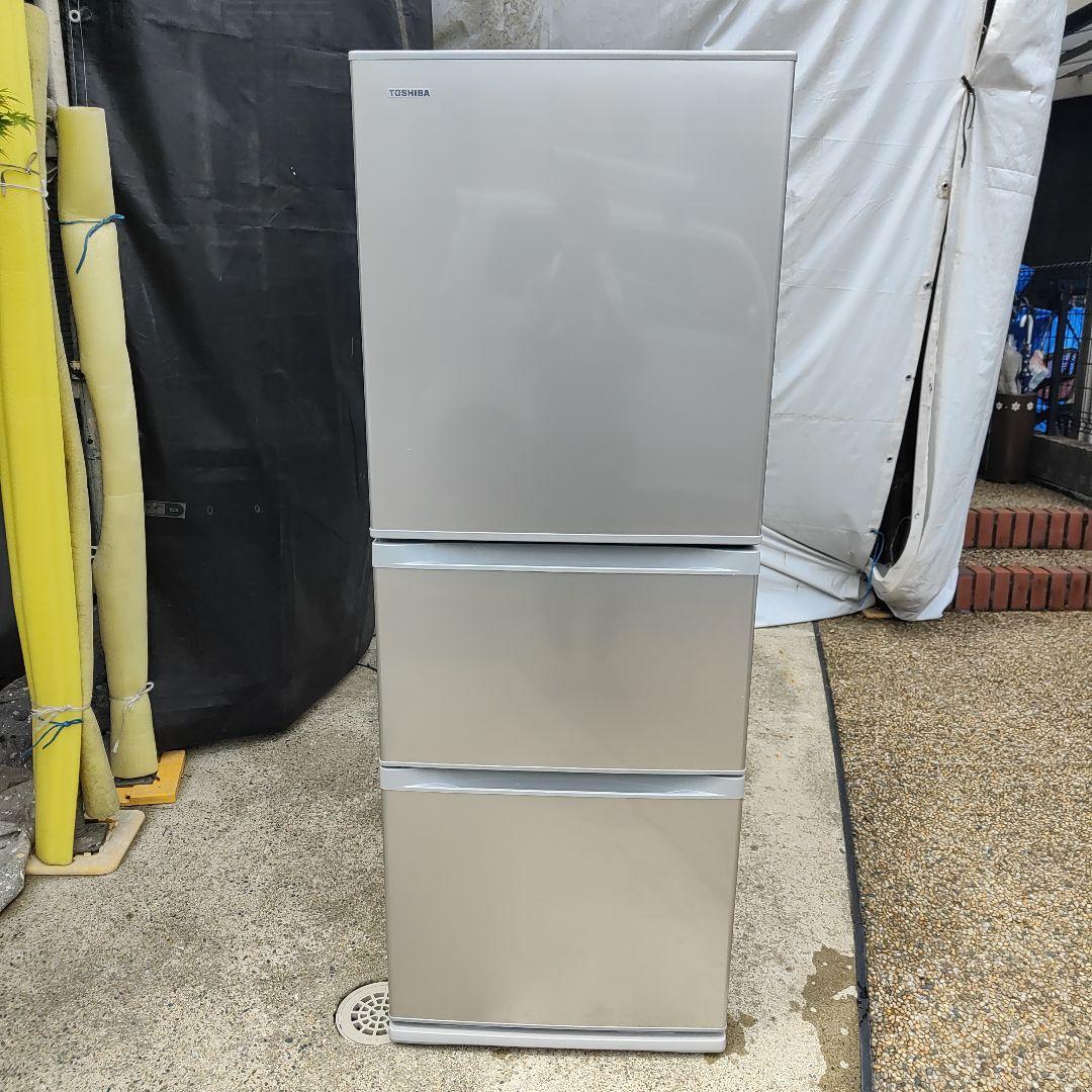 美品 動作品 東芝/TOSHIBA GR-H34S 340L 右開き 3ドア ノンフロン冷凍