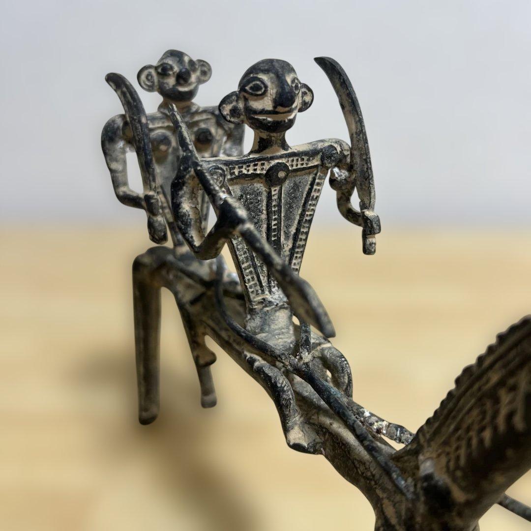 アフリカ工芸品 『馬と戦士たち』 アンティーク 1900年代初頭 干支