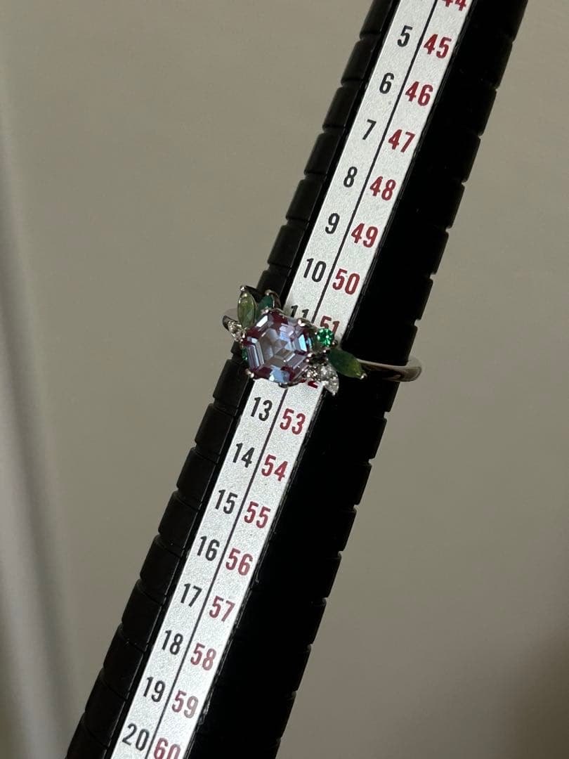 未使用◆アレキサンドライト＆モスアゲートリング　約11号