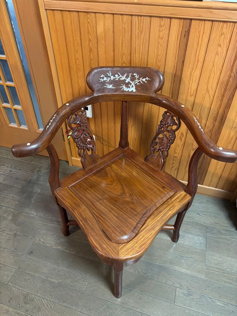 美品 アジアンスタイル 木製椅子 螺鈿細工②