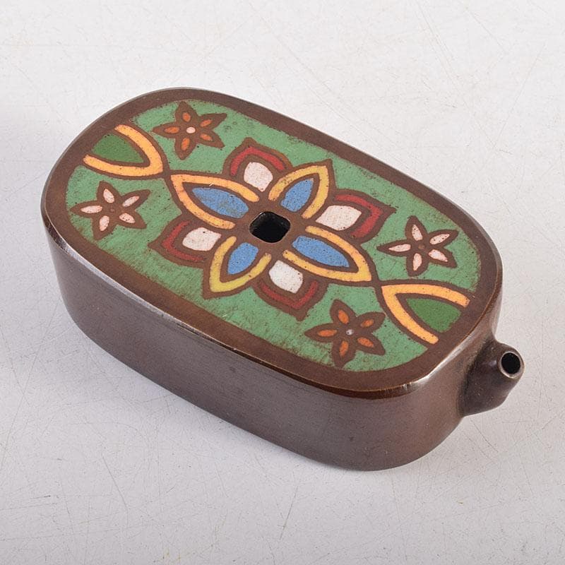 書道具 銅器七宝 水滴 共箱 V 8289