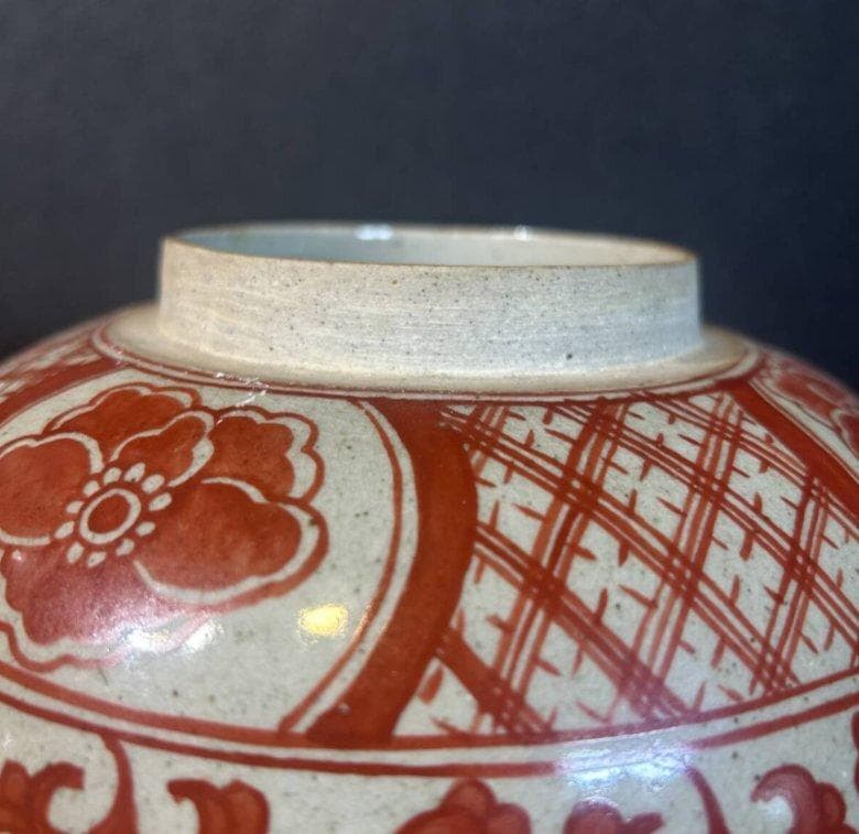 S8029　清　二彩花弁紋缶　中国古美術　中国古玩　壺　花瓶　花器