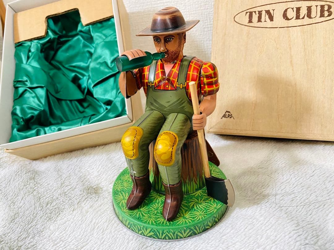 【外箱付き】酒のみ木こり アルプス商事 TIN CLUB 昭和 電動ブリキ人形