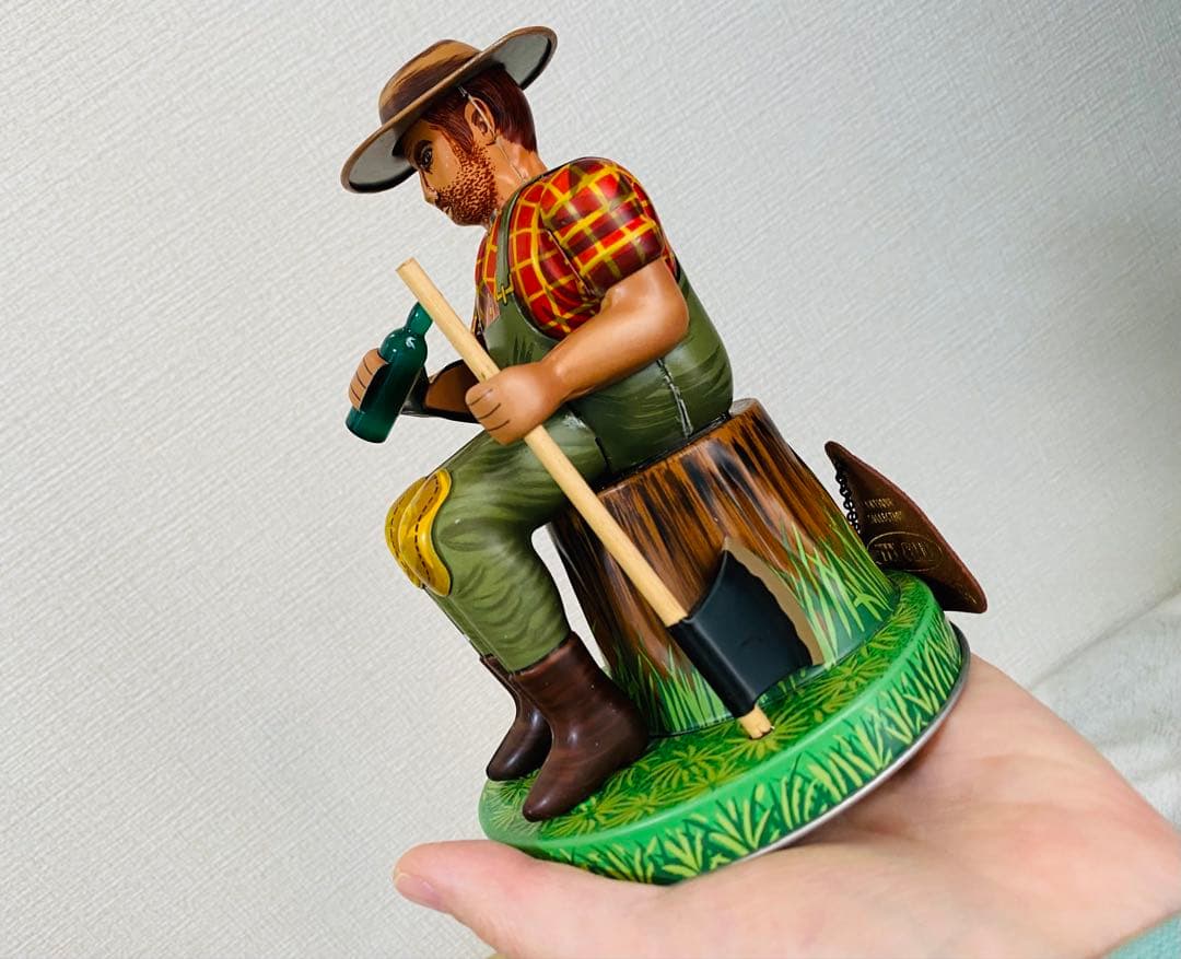 【外箱付き】酒のみ木こり アルプス商事 TIN CLUB 昭和 電動ブリキ人形