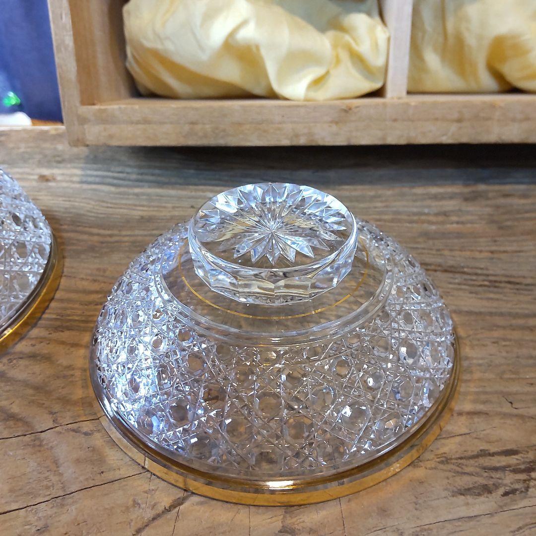 須田秀石⑥茶懐石用クリスタル籠目文四ッ碗五客セット＋（蓋のみ1つ）